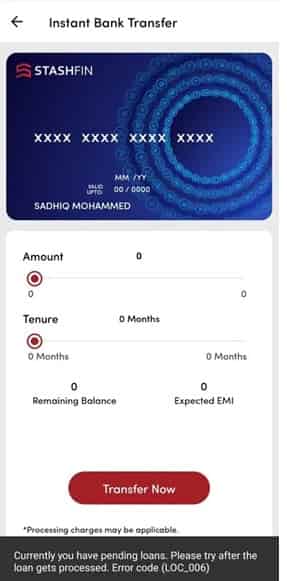 transfer money from your StashFin card to a bank account